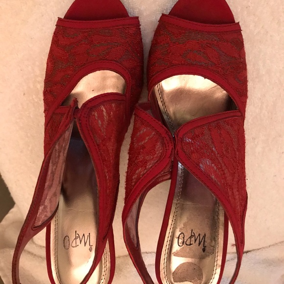 Harper Red Mesh Sling Back Red Heels size 10W - Picture 2 of 7